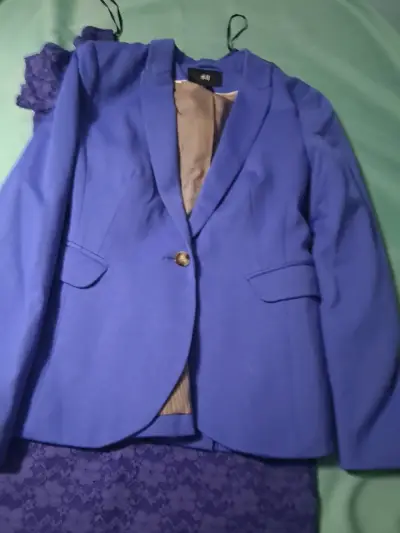 Conjunto de blazer y vestido azul para mujer - miniatura 1