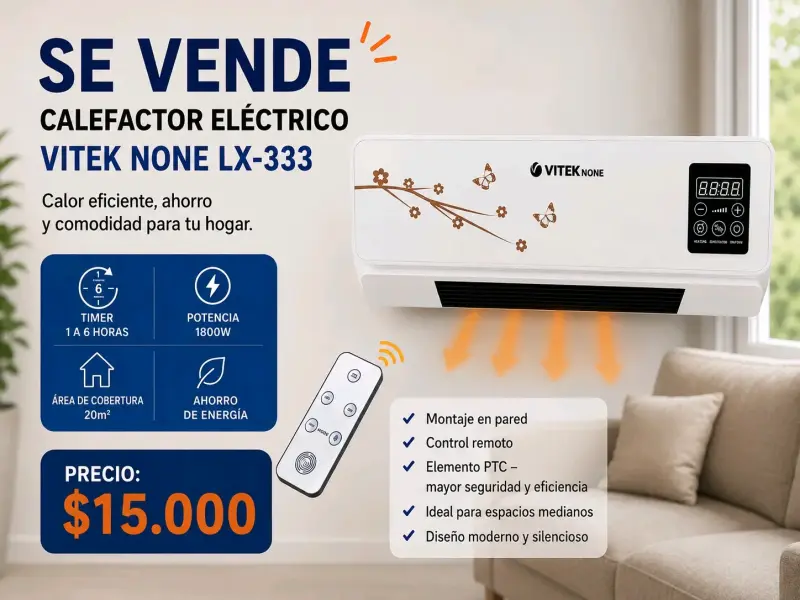 Calefactor Eléctrico Vitek None LX-333 con Control Remoto