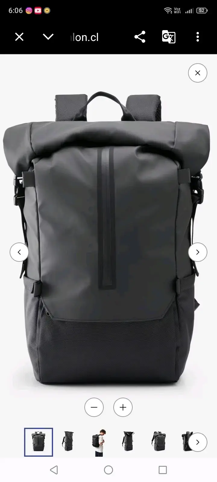 Mochila urbana negra impermeable de gran capacidad - 1