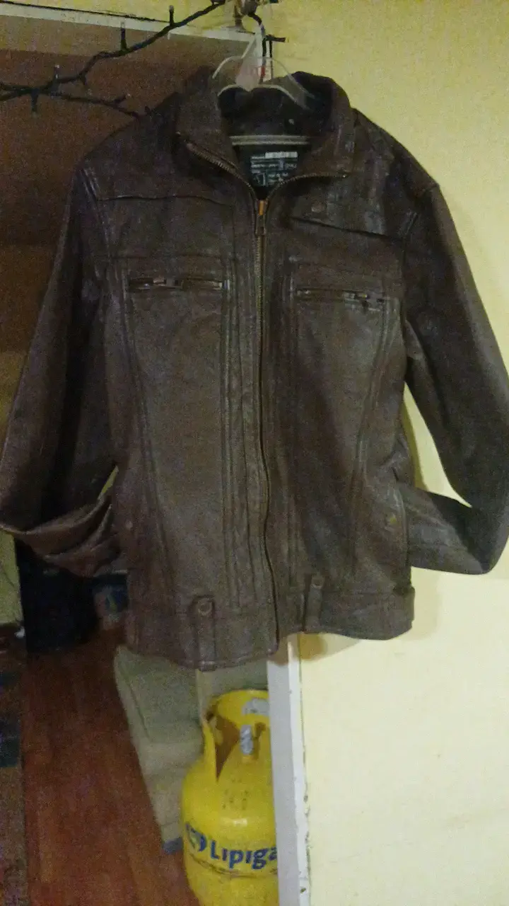 Chaqueta de cuero marrón para mujer - 1