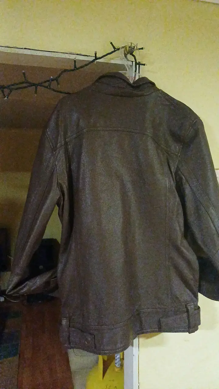 Chaqueta de cuero marrón para mujer - 2