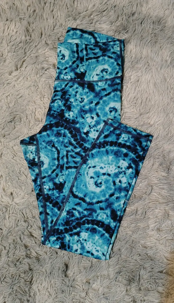 Leggings deportivos azul tie-dye para mujer - 1