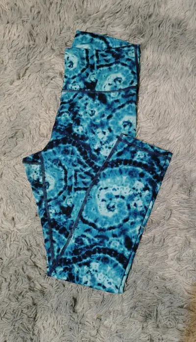 Leggings deportivos azul tie-dye para mujer - miniatura 1