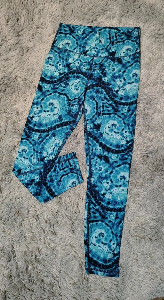 Leggings deportivos azul tie-dye para mujer - 2