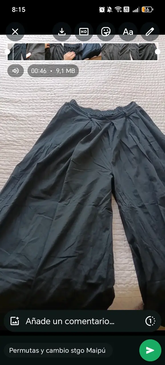 Pantalones anchos negros para mujer