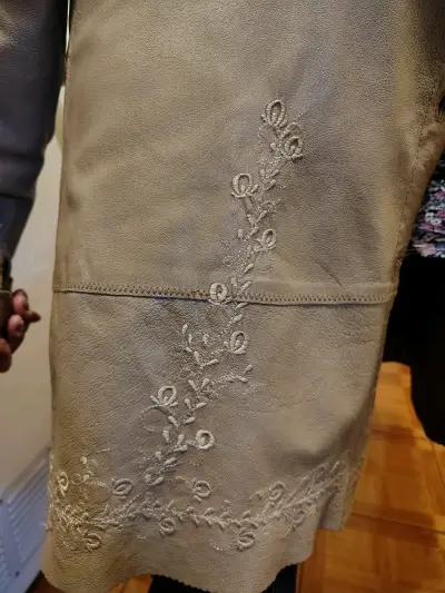 Abrigo de 100% cuero marrón para mujer - miniatura 4