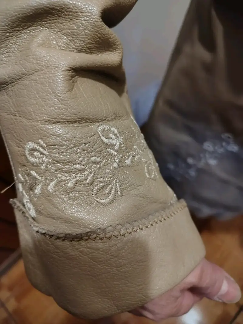 Abrigo de 100% cuero marrón para mujer - 5