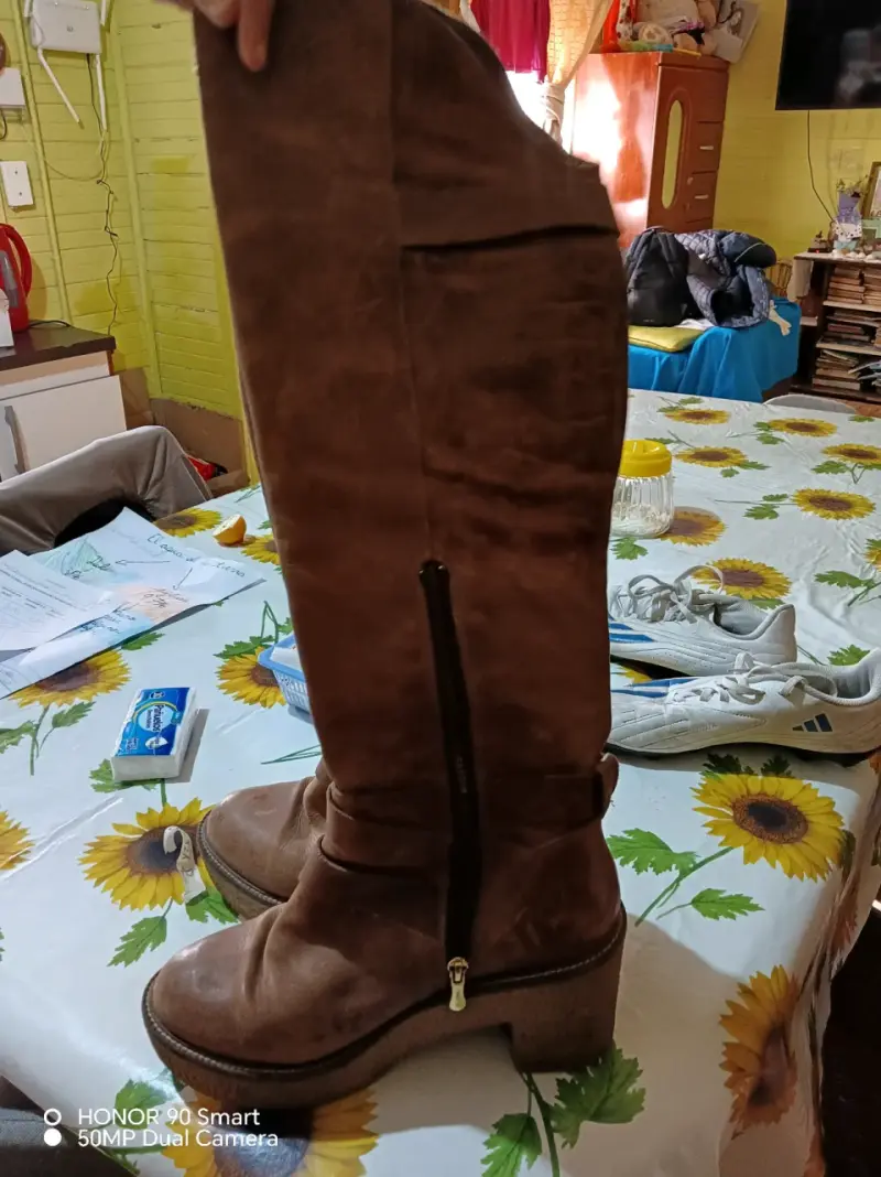 Botas de cuero marrón con plataforma - 3