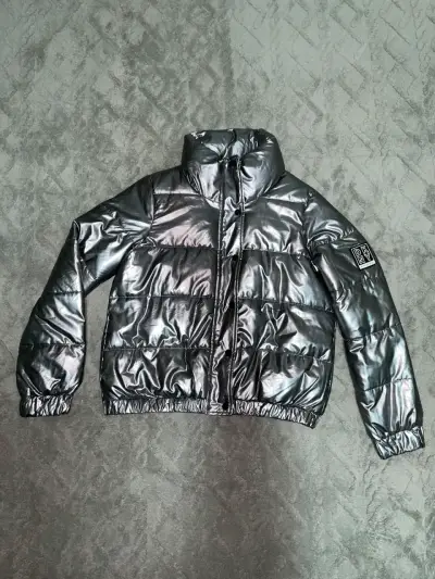 Chaqueta acolchada plateada DKNY Sport para mujer - miniatura 1
