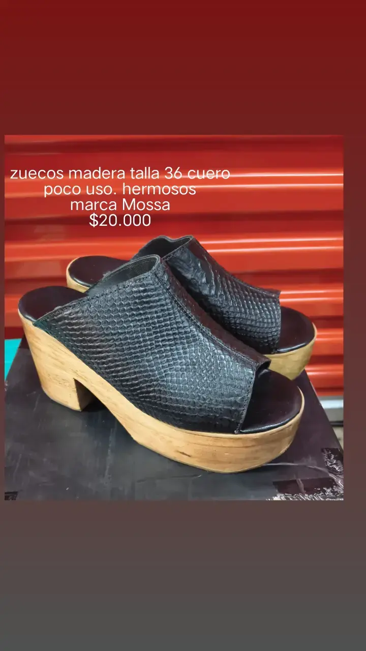 Zuecos de madera talla 36 cuero Mossa
