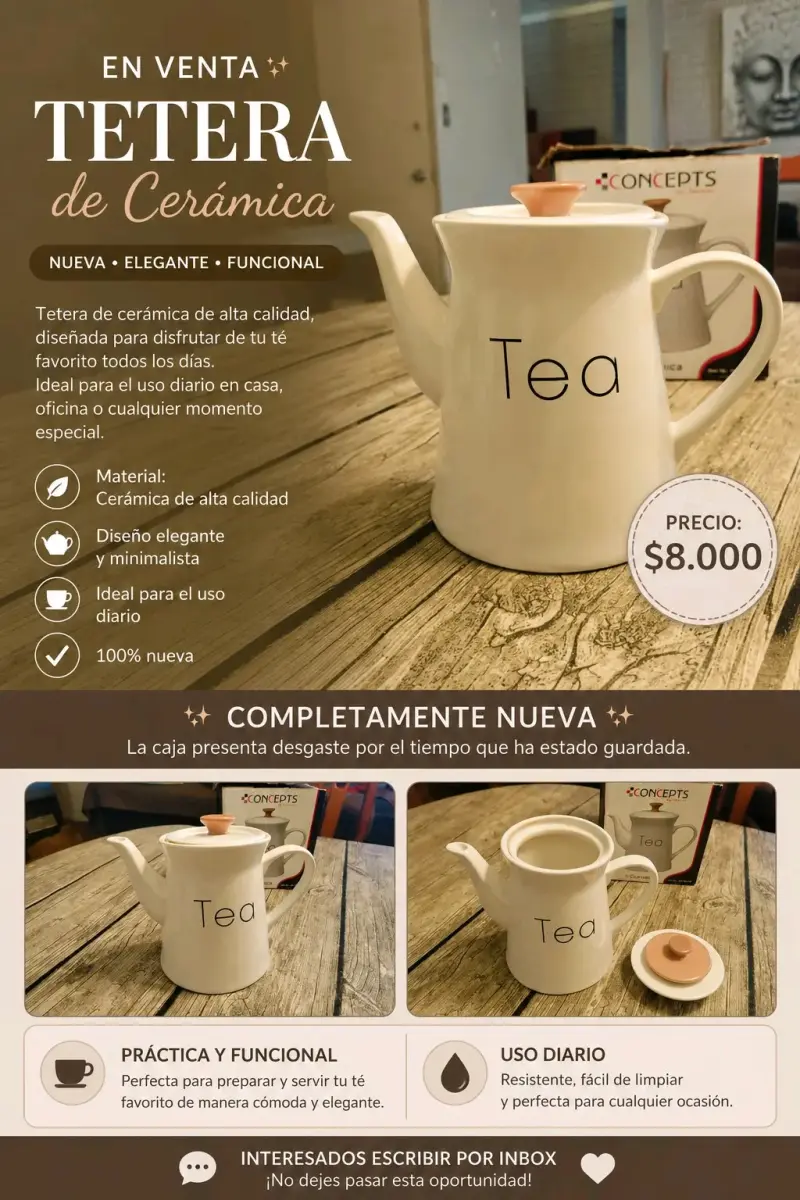 Tetera de cerámica elegante y funcional