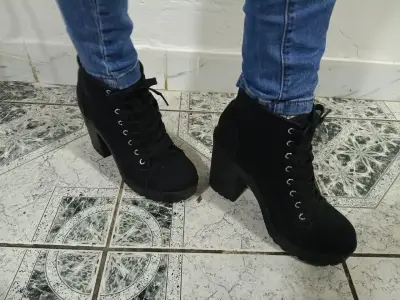 Botines de tacón alto negros para mujer - miniatura 1