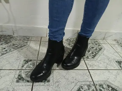 Botines de cuero negro para mujer - miniatura 2