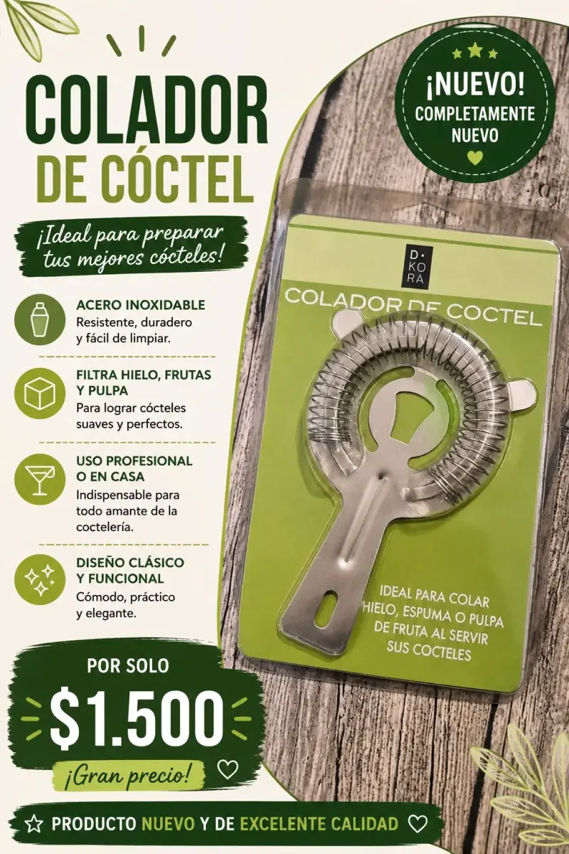Colador de cóctel de acero inoxidable
