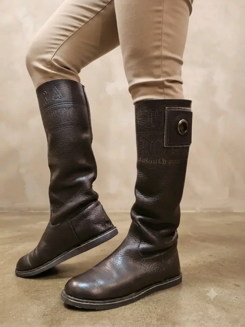 Botas de cuero negras para mujer - 1