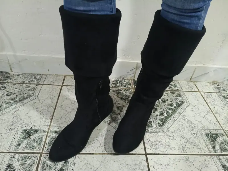 Botas negras de gamuza para mujer - 2
