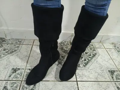 Botas negras de gamuza para mujer - miniatura 2