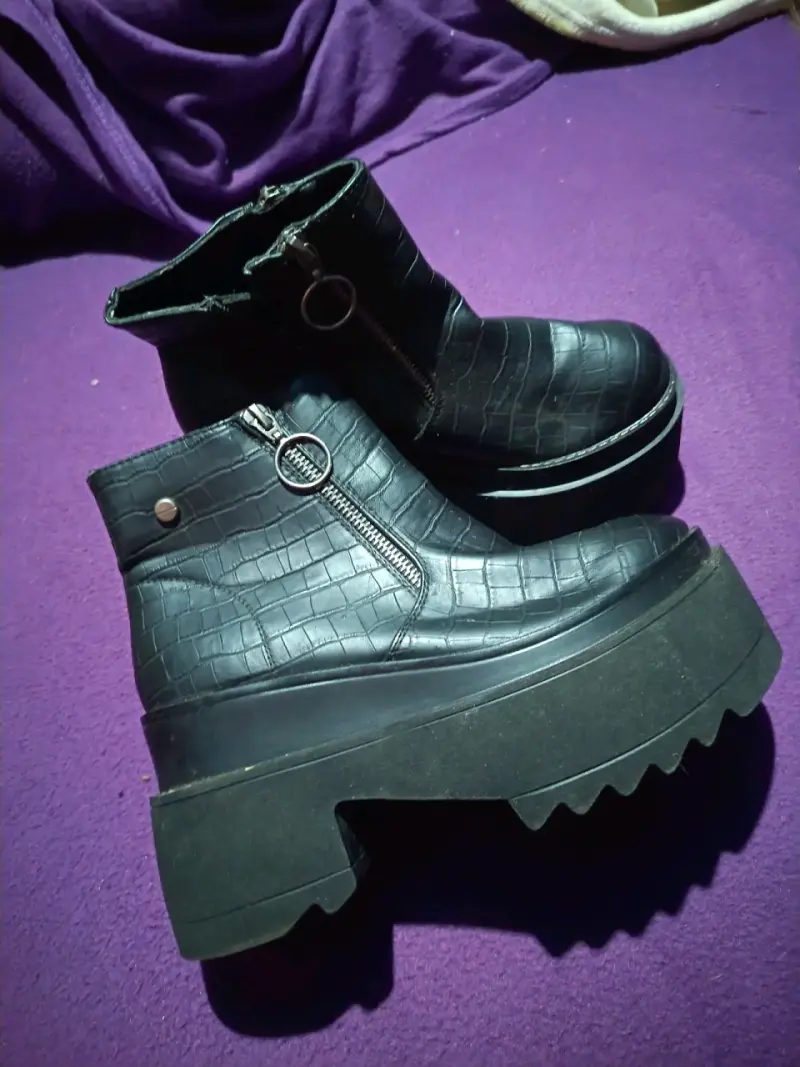 Botines negros de plataforma con cierre lateral - 5