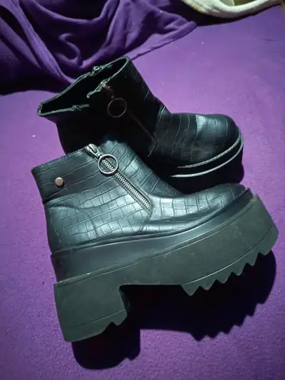 Botines negros de plataforma con cierre lateral - miniatura 5
