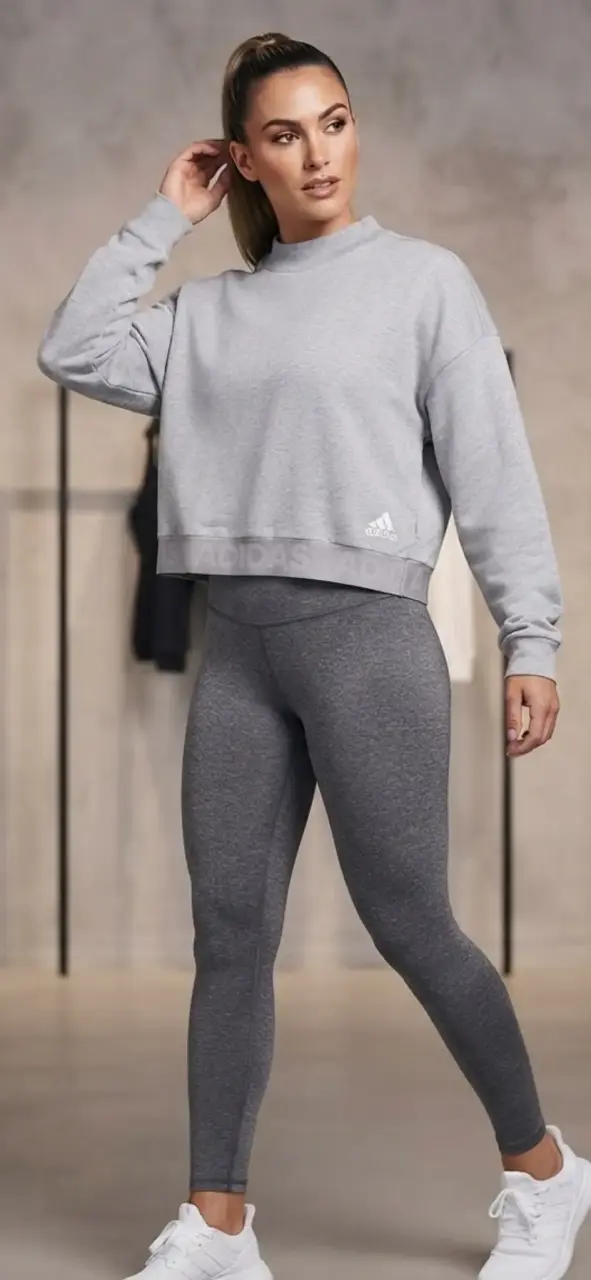 Poleron deportivo mujer gris Adidas - 1