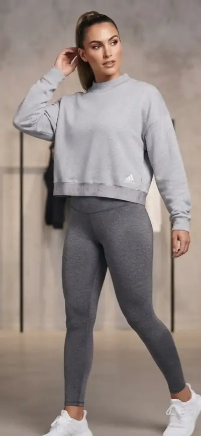 Poleron deportivo mujer gris Adidas - miniatura 1