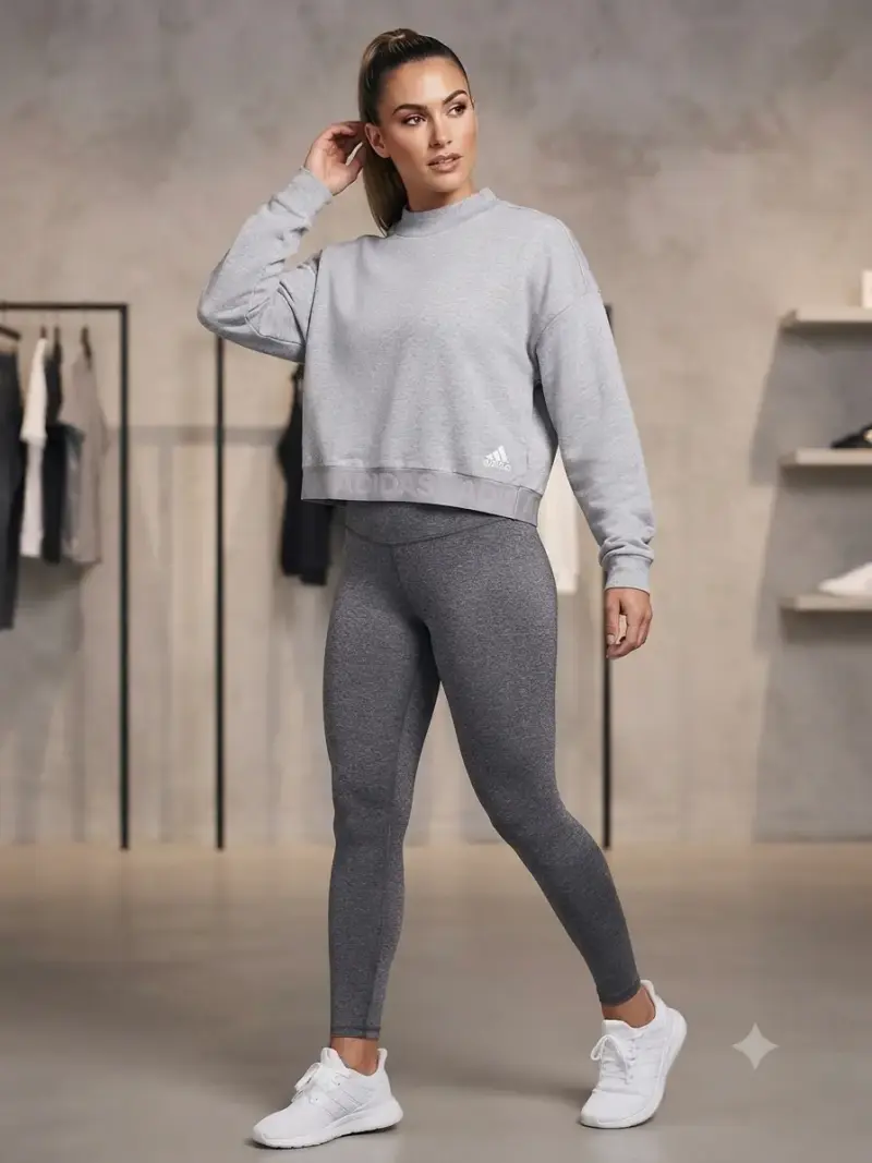 Poleron deportivo mujer gris Adidas - 4