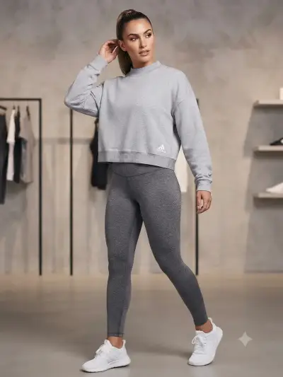 Poleron deportivo mujer gris Adidas - miniatura 4