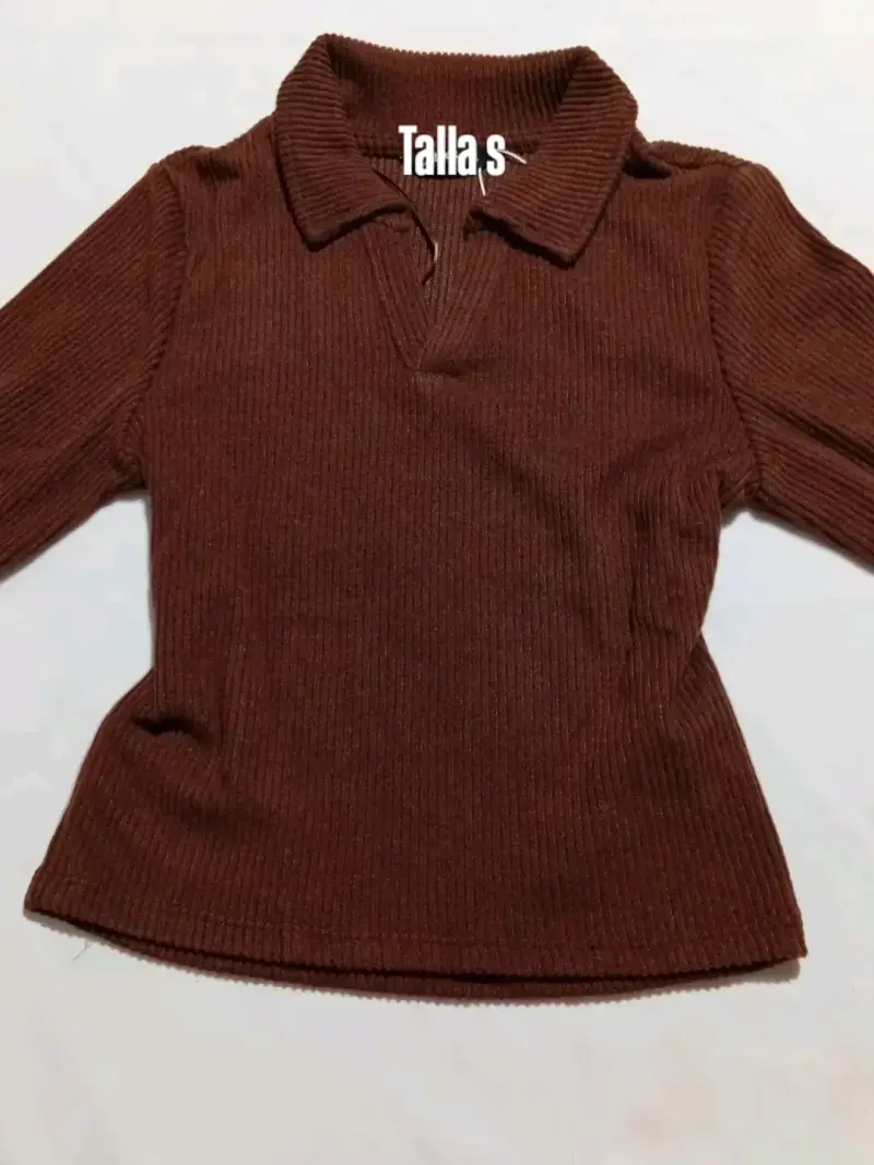 Polera de punto marrón talla S