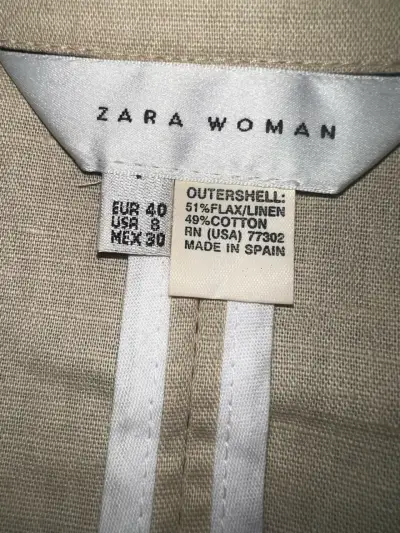 Blazer beige de lino para mujer - miniatura 2
