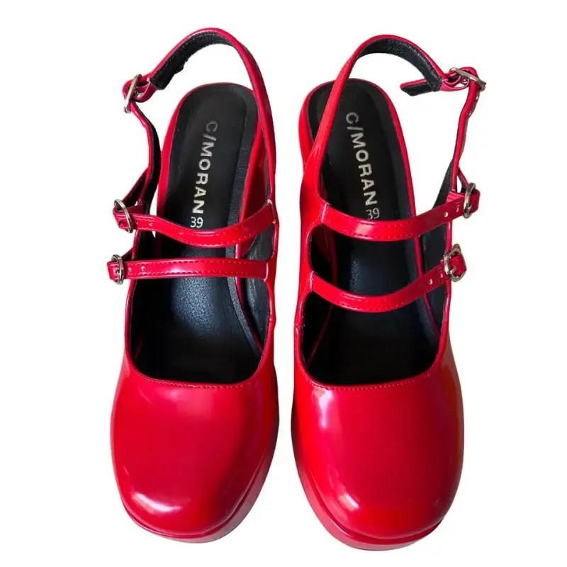 Zapatos C Moran talla 39 tacón rojo con plataforma - 6