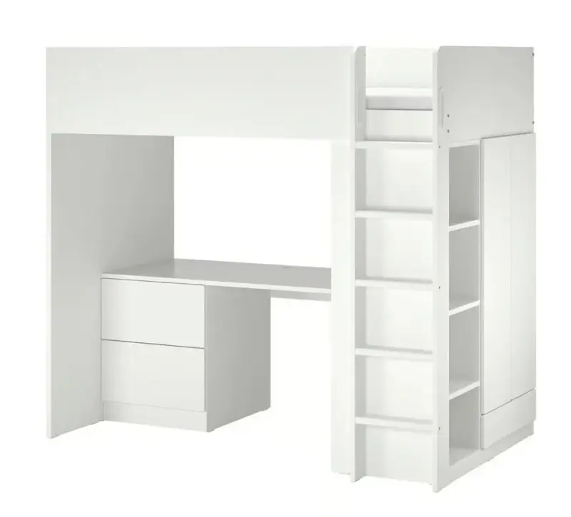 Cama alta con escritorio y closet SMASTAD Ikea