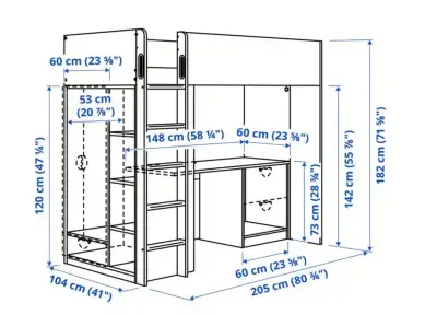 Cama alta con escritorio y closet SMASTAD Ikea - miniatura 3