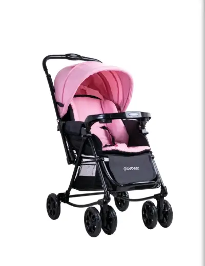 Coche de bebé rosa Bebesit con toldo ajustable - miniatura 1