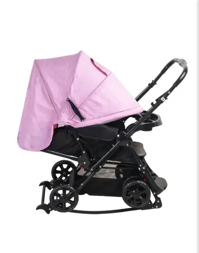 Coche de bebé rosa Bebesit con toldo ajustable - miniatura 2