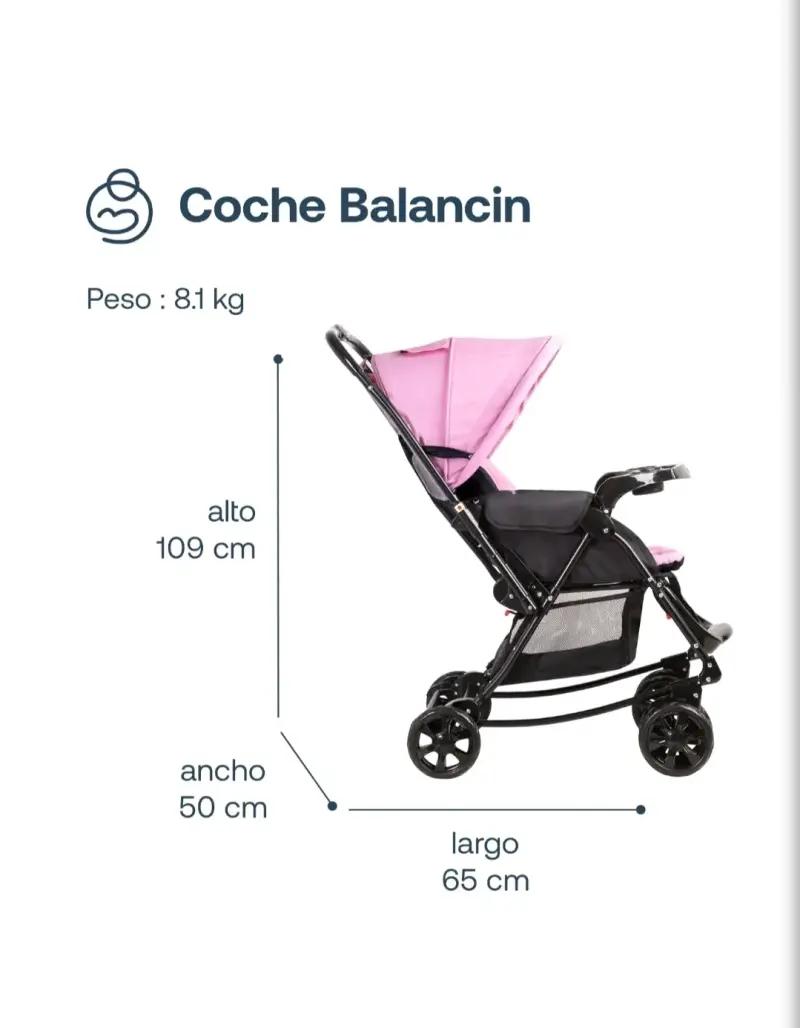 Coche de bebé rosa Bebesit con toldo ajustable - 4