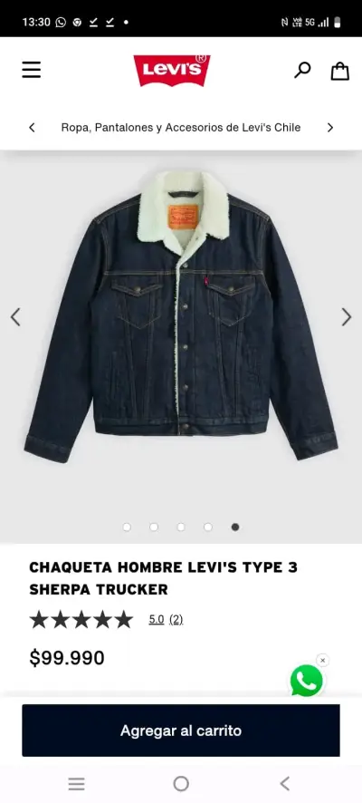 Chaqueta Sherpa Levi's de mezclilla con interior cálido - miniatura 2