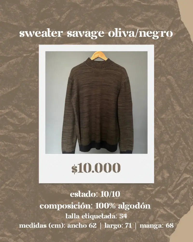 Sweater Savage oliva/negro 100% algodón - 1