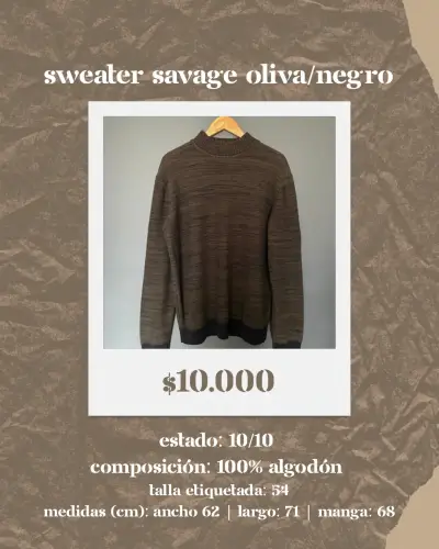Sweater Savage oliva/negro 100% algodón - miniatura 1