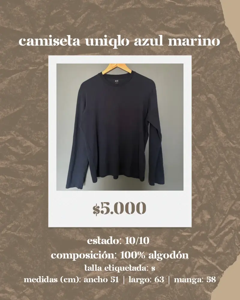 Camiseta Uniqlo azul marino 100% algodón - 1