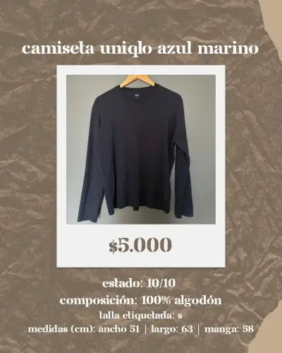 Camiseta Uniqlo azul marino 100% algodón - miniatura 1