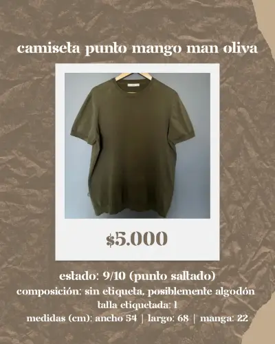 Camiseta Mango Man Oliva - miniatura 1
