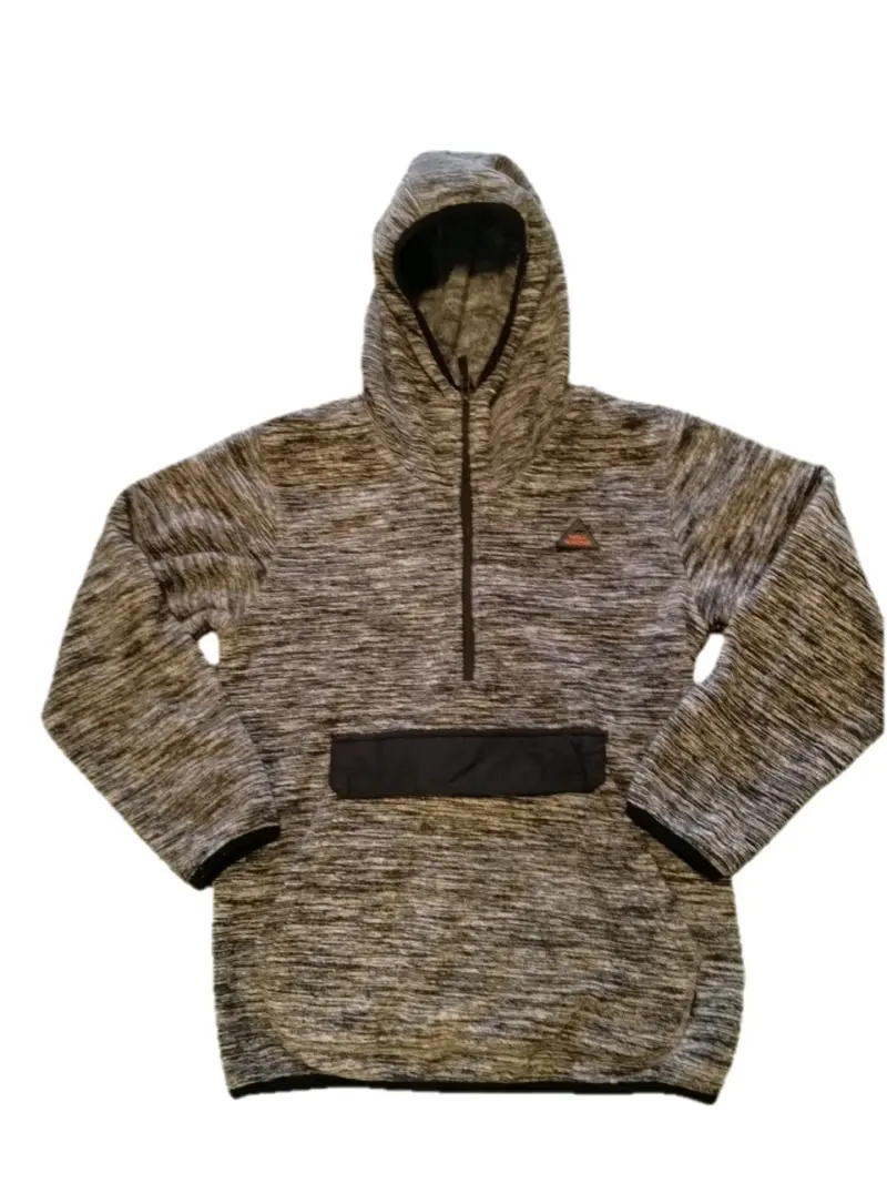 Polerón con capucha gris jaspeado para hombre