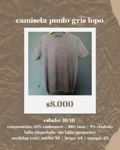 Camiseta gris topo de punto sin talla - miniatura 1