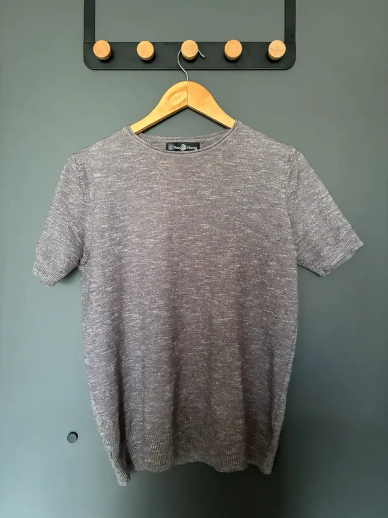 Camiseta gris topo de punto sin talla - 2
