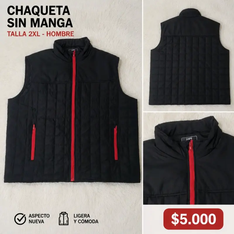 Chaleco sin mangas para hombre HPI negro y rojo