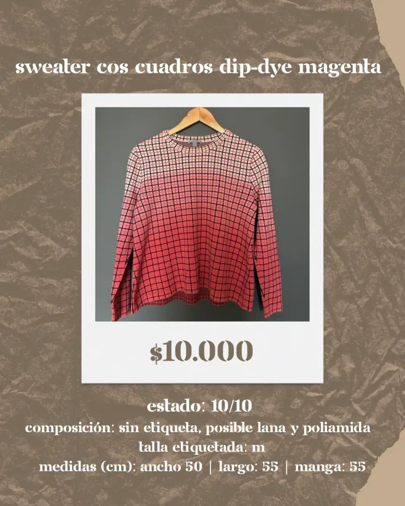Sweater a Cuadros Dip-Dye Magenta - 1