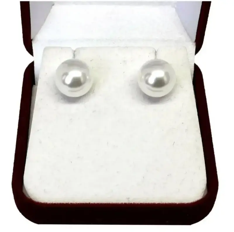 Aros De Plata 925 Modelo Perla Blanca 12 Mm - 1