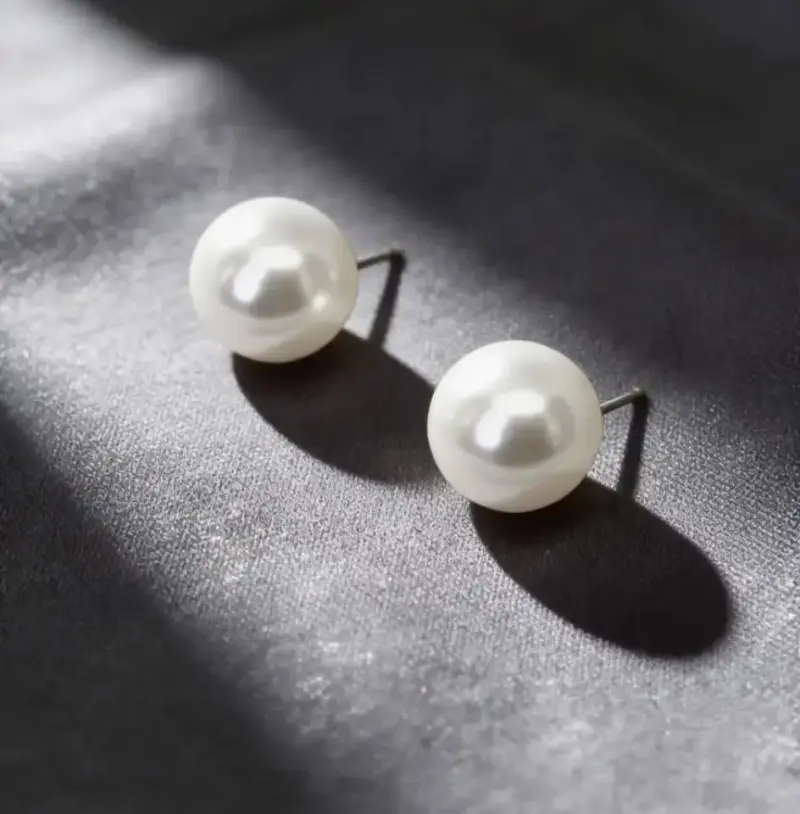 Aros De Plata 925 Modelo Perla Blanca 12 Mm - 2