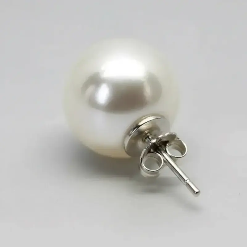 Aros De Plata 925 Modelo Perla Blanca 12 Mm - 3