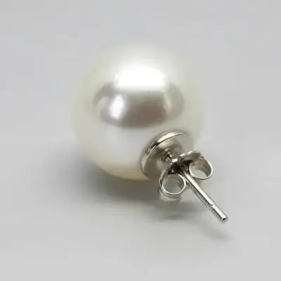 Aros De Plata 925 Modelo Perla Blanca 12 Mm - miniatura 3